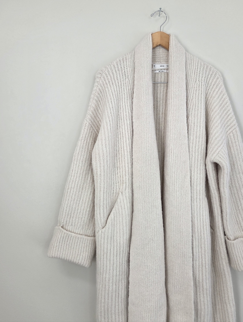 MANGO midi soft cozy cushy thick ribbed oversized sweater coat Small - Picture 8 of 12